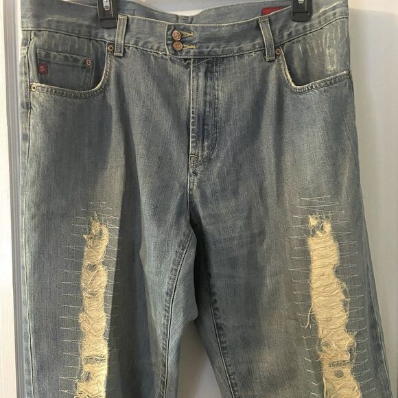 Seven 7 Jeans Distressed Size 18 Light wash Loose Fit Relaxed Straight‎ Wide Leg - Picture 1 of 5